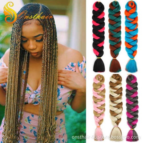Crochet Braiding hair 41 inch Jumbo Extensions Synthetic Braid Hair Extensions For Women Ombre Two Tone Color colored hair wicks